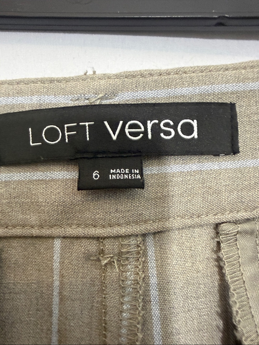 LOFT Versa Grey with Light Blue Pinstripe Wide-Leg Trousers. - Picture 2 of 5